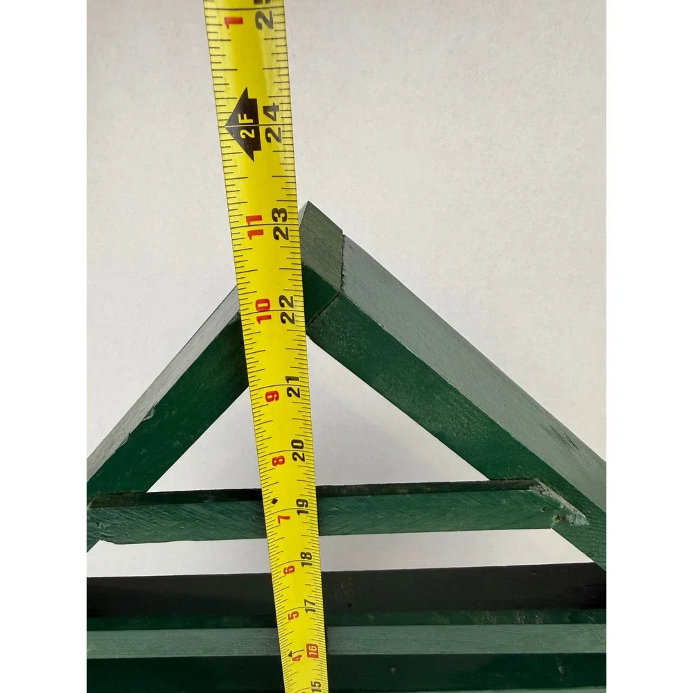 Vtg Green Granny Cottage Wooden House Shadow Box Wall Shelf Display Cubby 22.5in